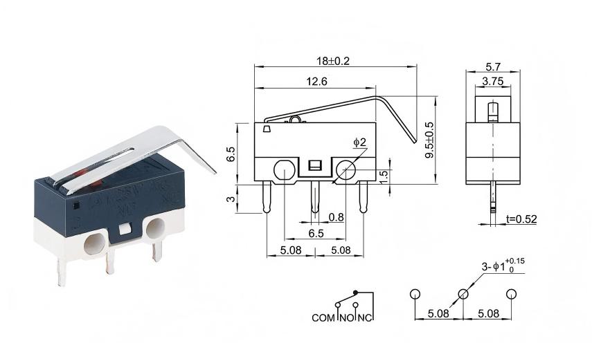 सिल्वर डॉट कर्व्ड हैंडल माउस स्विच